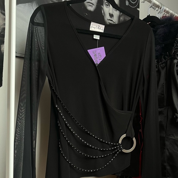 1990s goth whimsical sheer wrap top - Picture 2 of 3